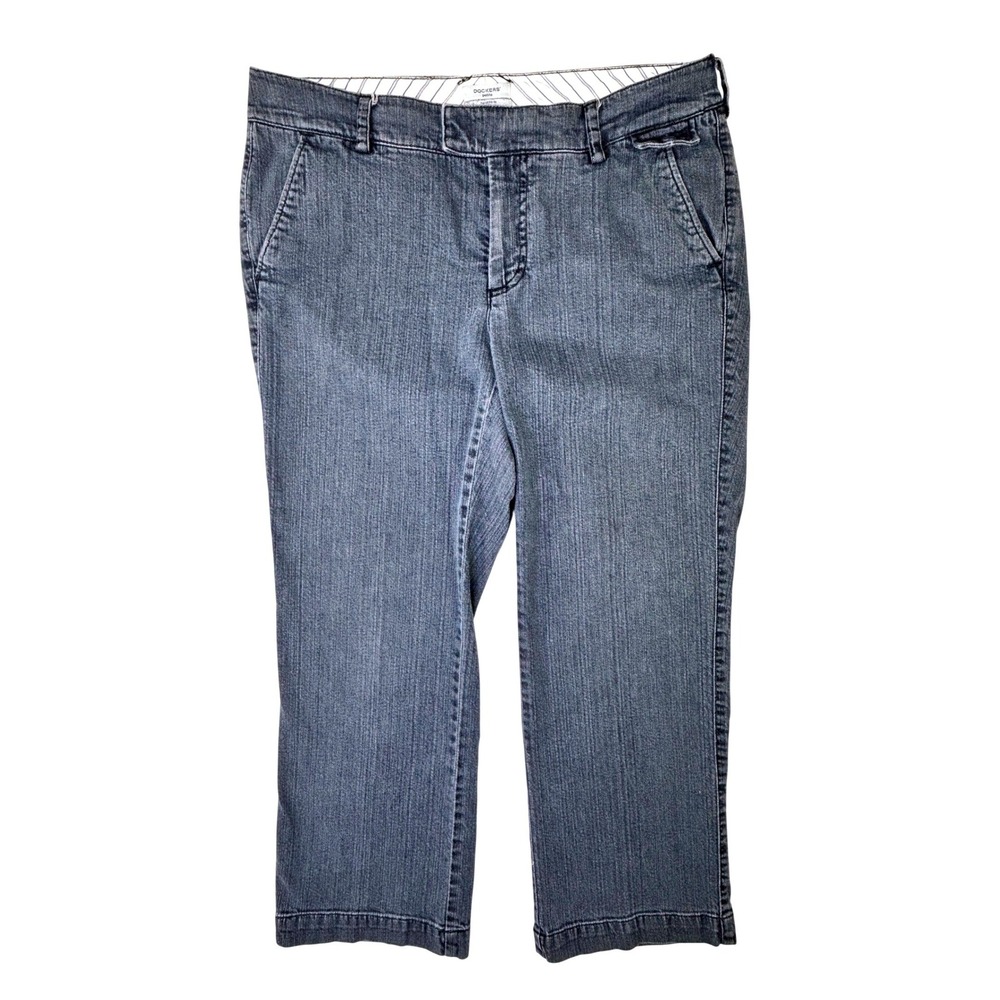Dockers Favorite Fit Petite Blue Cropped Pants Womens 12P Short Stretch Casual